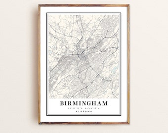 Birmingham Alabama map, Birmingham AL map, Birmingham city map, Birmingham print, Birmingham poster, Birmingham art, Birmingham map