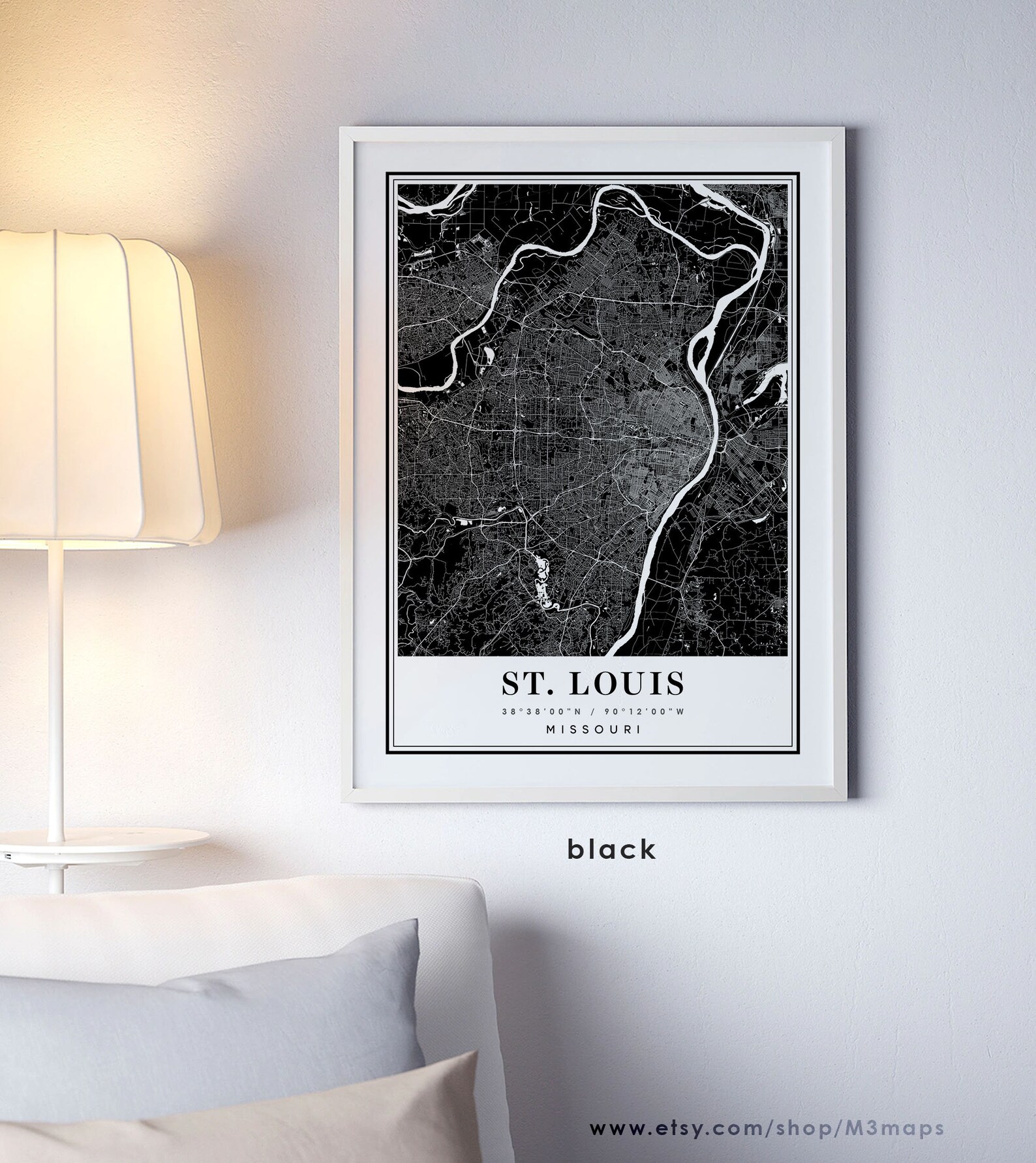 St. Louis Missouri Map Saint Louis MO Map St. Louis City | Etsy
