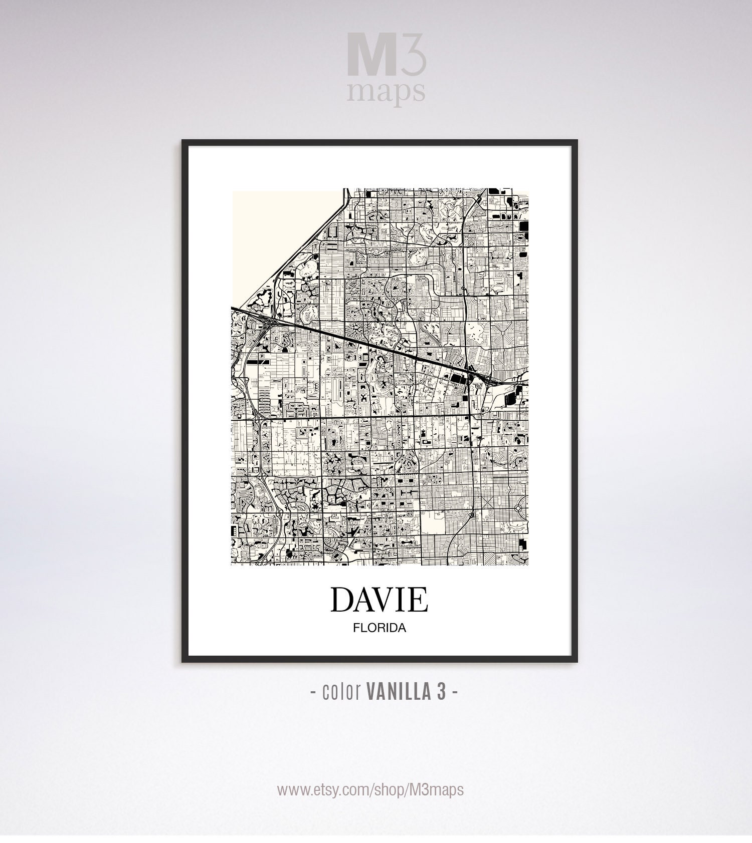 Davie Davie FL Map Davie Modern Art Print Davie Wall Art | Etsy
