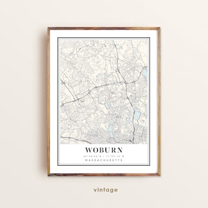 Woburn Massachusetts Karte Kunstdruck: Stadtansicht Poster