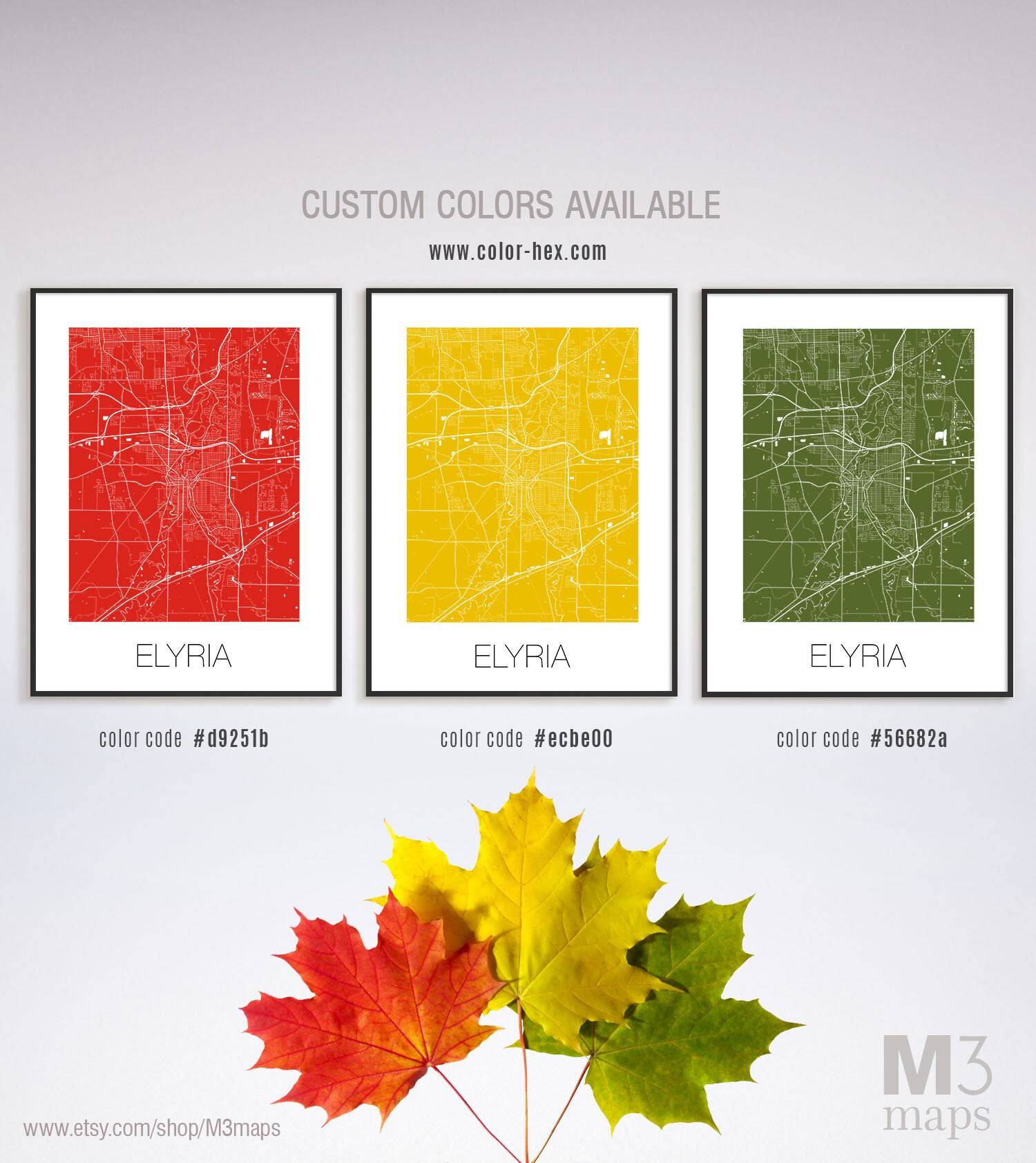 Elyria Ohio Elyria OH map Elyria map Elyria print Elyria Etsy