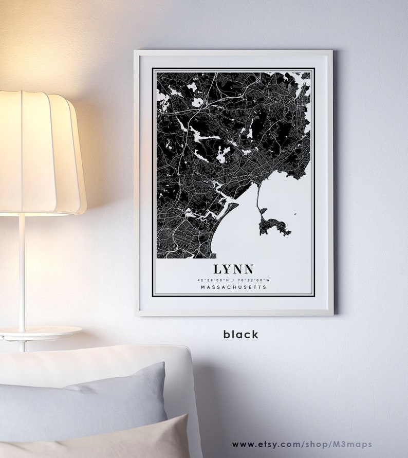 Lynn Massachusetts map, Lynn MA map, Lynn city map, Lynn print, Lynn poster, Lynn art, Lynn map, Custom city map image 5