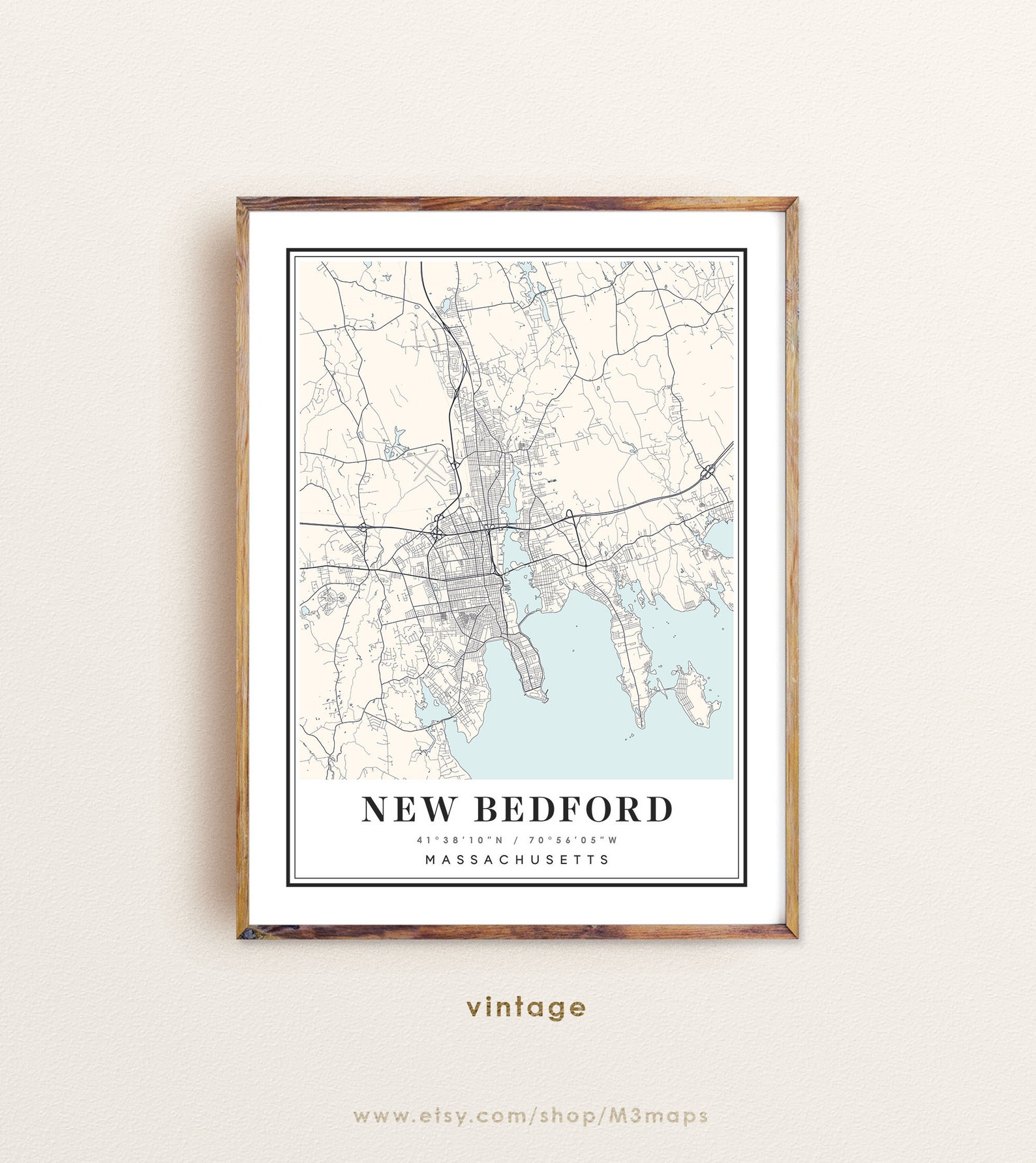 New Bedford Massachusetts Map New Bedford MA Map New Bedford Etsy