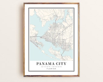 Panama City Florida map, Panama City FL map, Panama City city map, Panama City print, Panama City poster, Panama City art, Panama City map