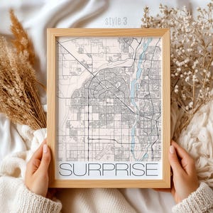 Surprise Arizona Map Gift: Custom City Wall Art, Unique Housewarming & Local Pride Decor, Personalized Travel Souvenir