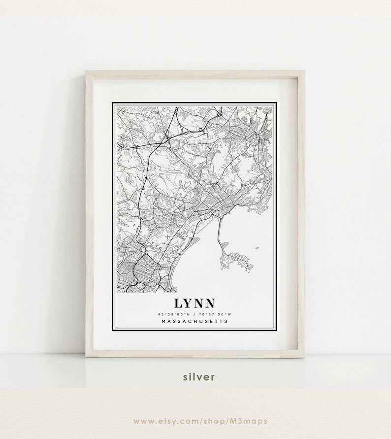 Lynn Massachusetts map, Lynn MA map, Lynn city map, Lynn print, Lynn poster, Lynn art, Lynn map, Custom city map image 3