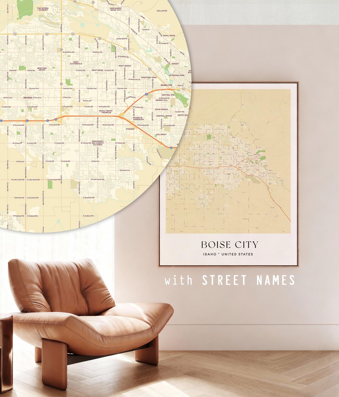 Boise ID City Map Print – Detailed Street Names Wall Art - Etsy