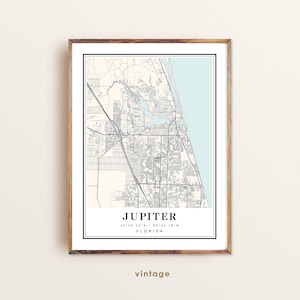 Kaart van Jupiter, Florida, kaart van Jupiter, FL-kaart van Jupiter, plattegrond van Jupiter, print van Jupiter, poster van Jupiter, kunst van Jupiter, kaart van Jupiter