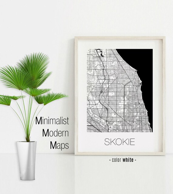 Skokie Illinois Skokie IL Map Skokie Map Skokie Print Etsy