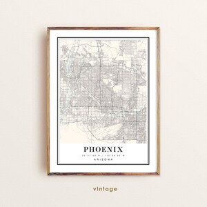 Carte de Phoenix en Arizona, carte de Phoenix AZ, plan de la ville de Phoenix, impression de Phoenix, affiche de Phoenix, art de Phoenix, carte de Phoenix, impressions de carte personnalisées