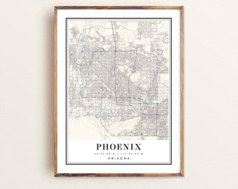 Phoenix Arizona Map Art Print: Custom Cityscape Poster