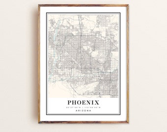 Phoenix Arizona map, Phoenix AZ map, Phoenix city map, Phoenix print, Phoenix poster, Phoenix art, Phoenix map, Custom map prints