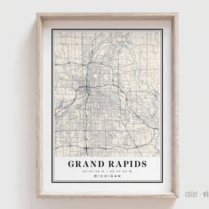 Grand Rapids Michigan Map Print: Modern City Art, Personalized