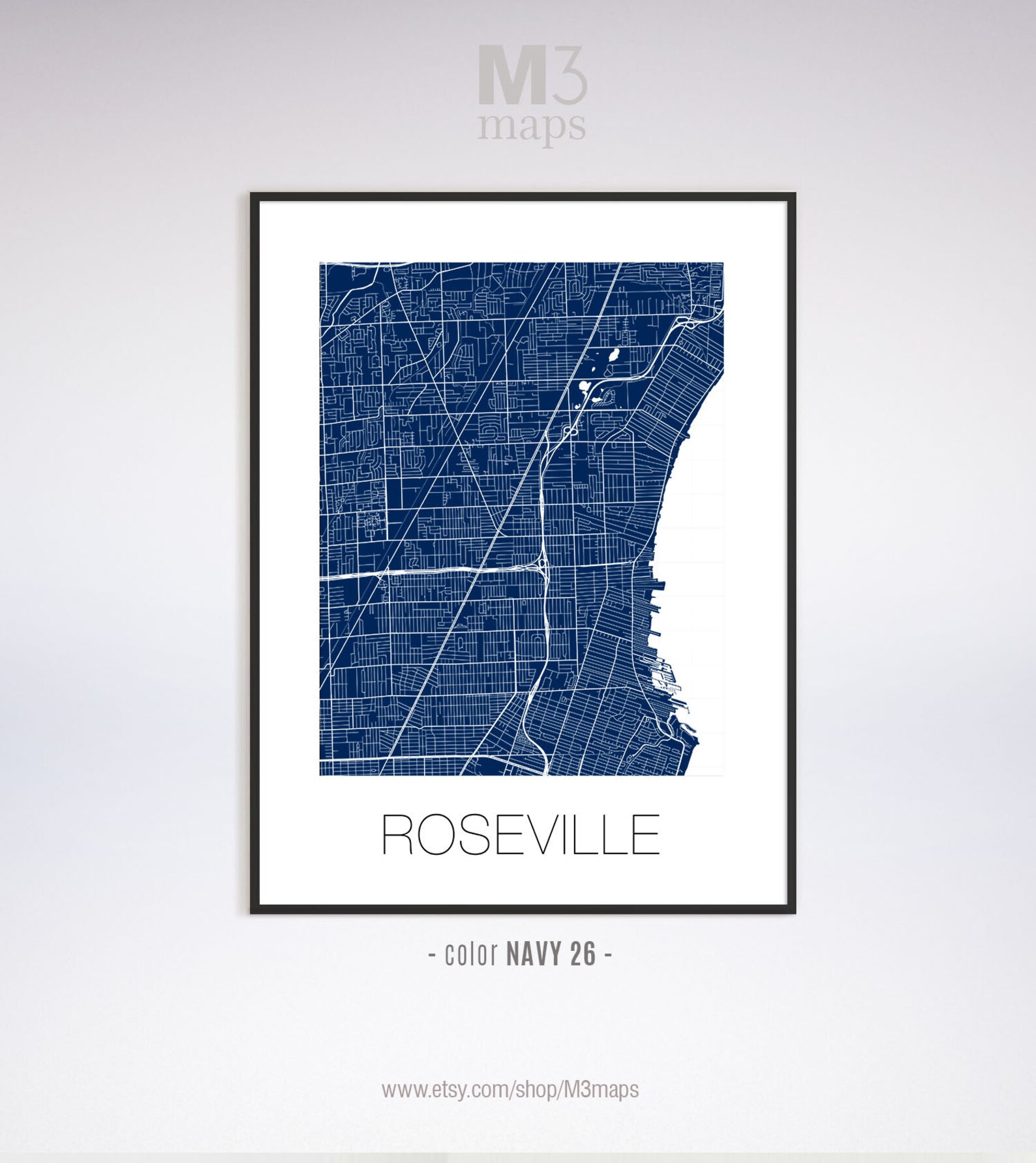 Roseville Michigan Roseville MI Map Roseville Map Roseville Etsy