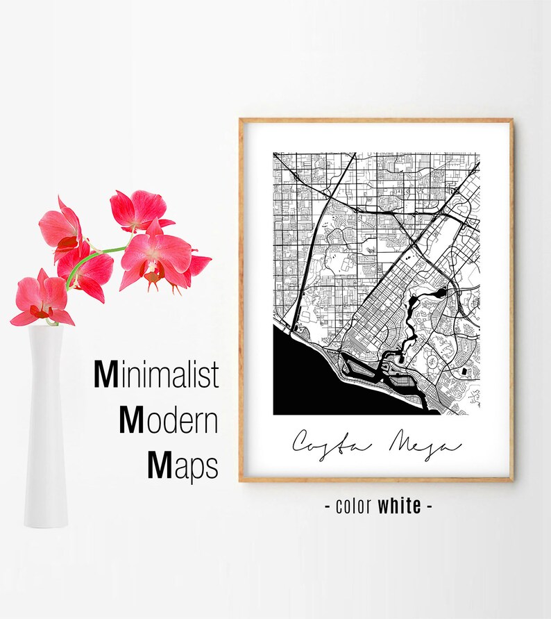 Costa Mesa Minimalist Costa Mesa Map Costa Mesa Map Print Etsy