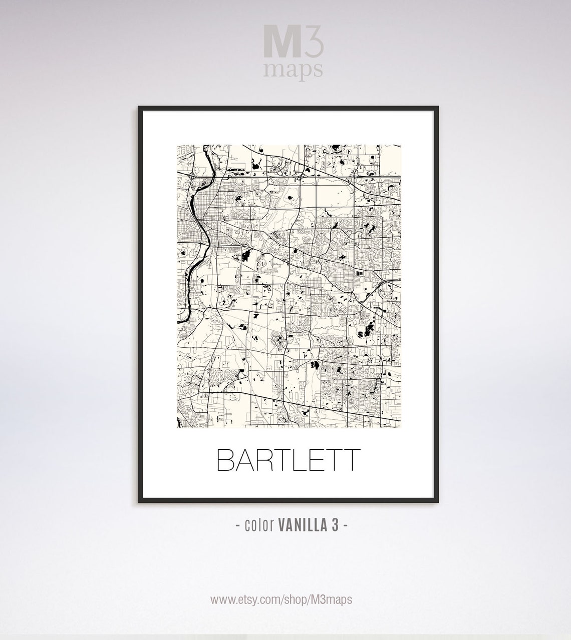 Bartlett Illinois Bartlett IL Map Bartlett Map Bartlett Etsy