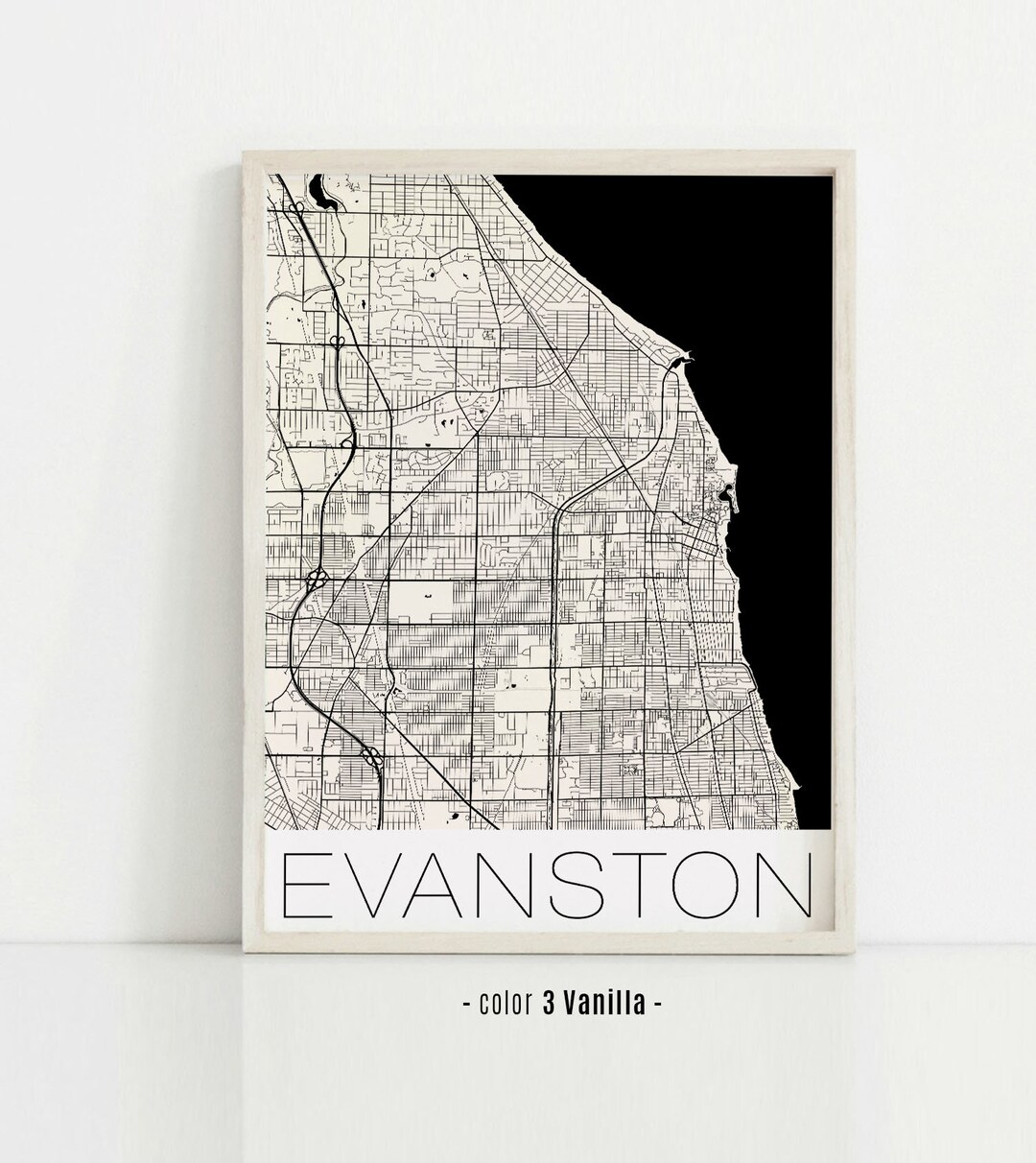 Map of Evanston Illinois City Print Poster Evanston IL City Map Print ...