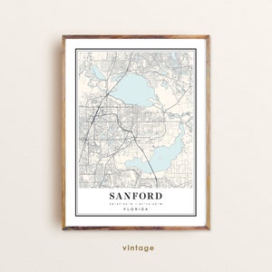 Sanford Florida Map Print: Cityscape Wall Art