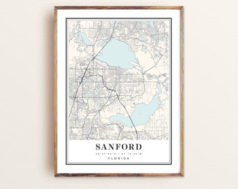Sanford Florida Map Print: Cityscape Wall Art