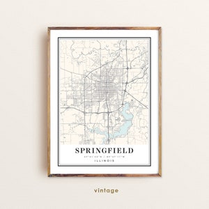 Springfield Illinois map, Springfield IL map, Springfield city map, Springfield print, Springfield poster, Springfield art, Springfield map