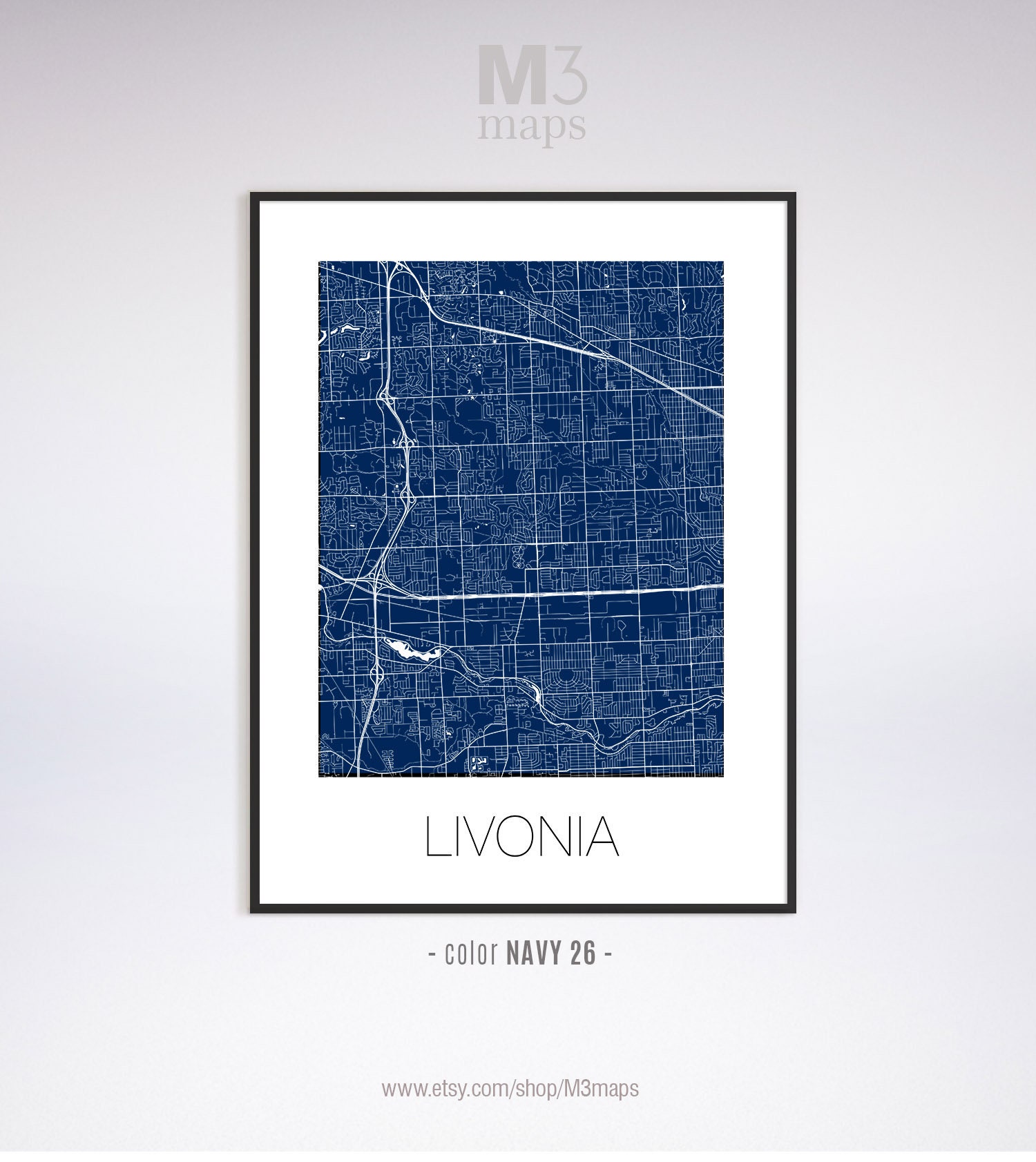 Livonia Michigan Livonia MI Map Livonia Map Livonia Print Etsy