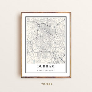 Durham North Carolina map, Durham NC map, Durham city map, Durham print, Durham poster, Durham art, Durham map, Custom city map