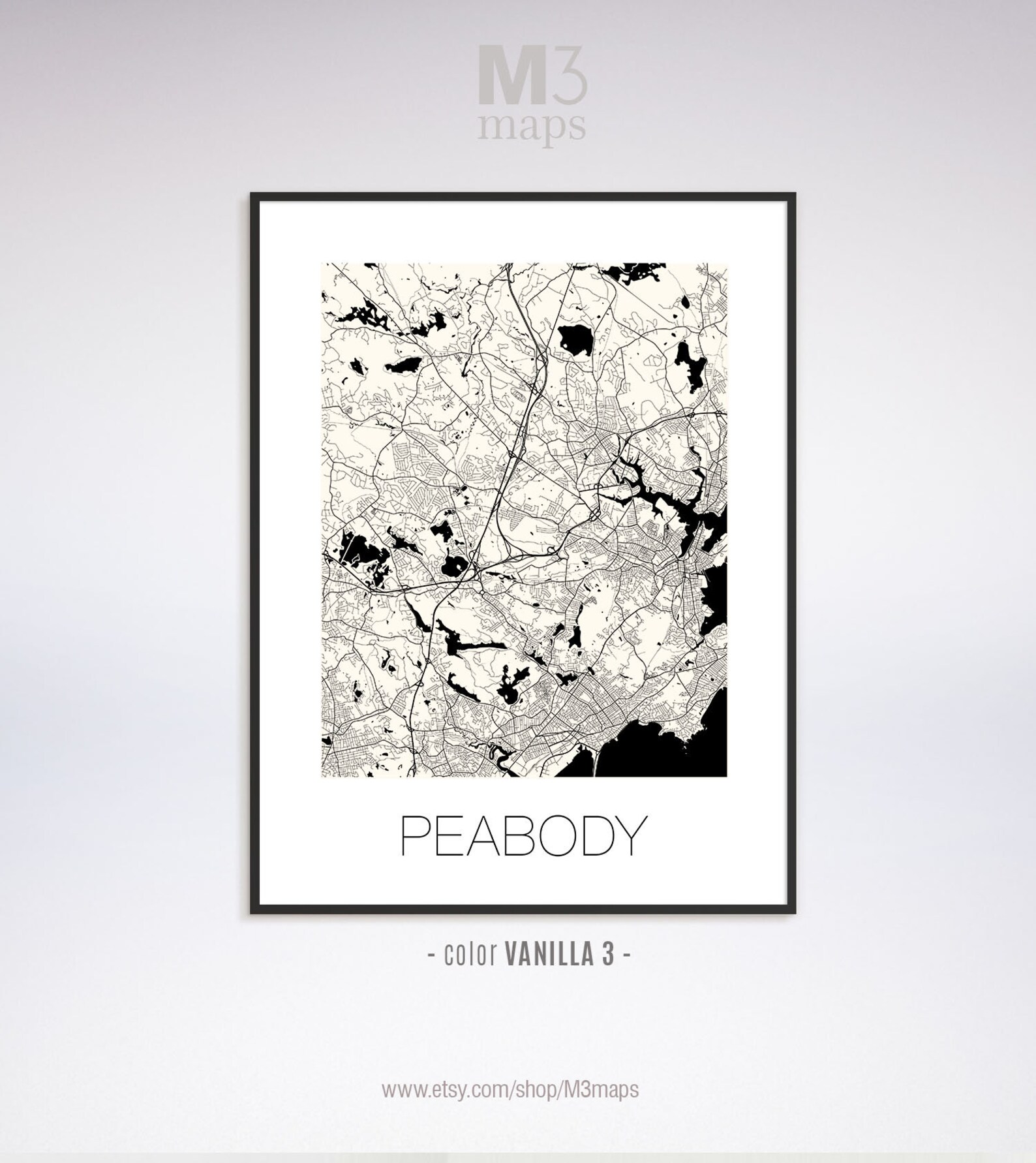 Peabody Massachusetts Peabody MA Map Peabody Map Peabody | Etsy