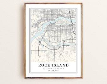 Rock Island Illinois Map Art Print: Cityscape Poster