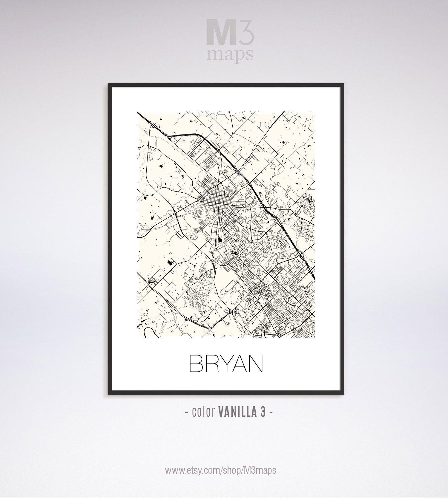 Bryan Texas Bryan TX Map Bryan Map Bryan Print Bryan | Etsy