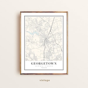 Georgetown Texas Karte, Georgetown TX Karte, Georgetown Stadtplan, Georgetown Druck, Georgetown Poster, Georgetown Kunst, Karte Georgetown