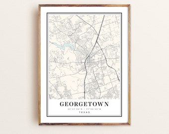 Georgetown Texas Map Art Print: Cityscape Poster