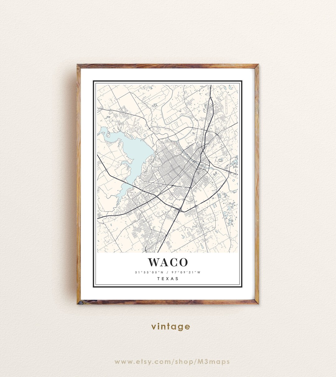 Waco Texas Map Print