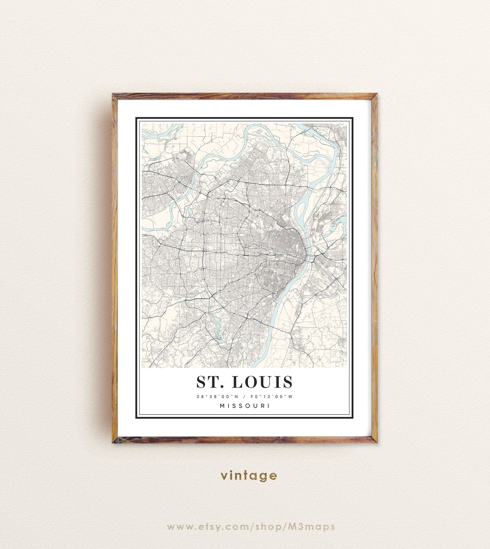 St. Louis Missouri Map Saint Louis MO Map St. Louis City | Etsy