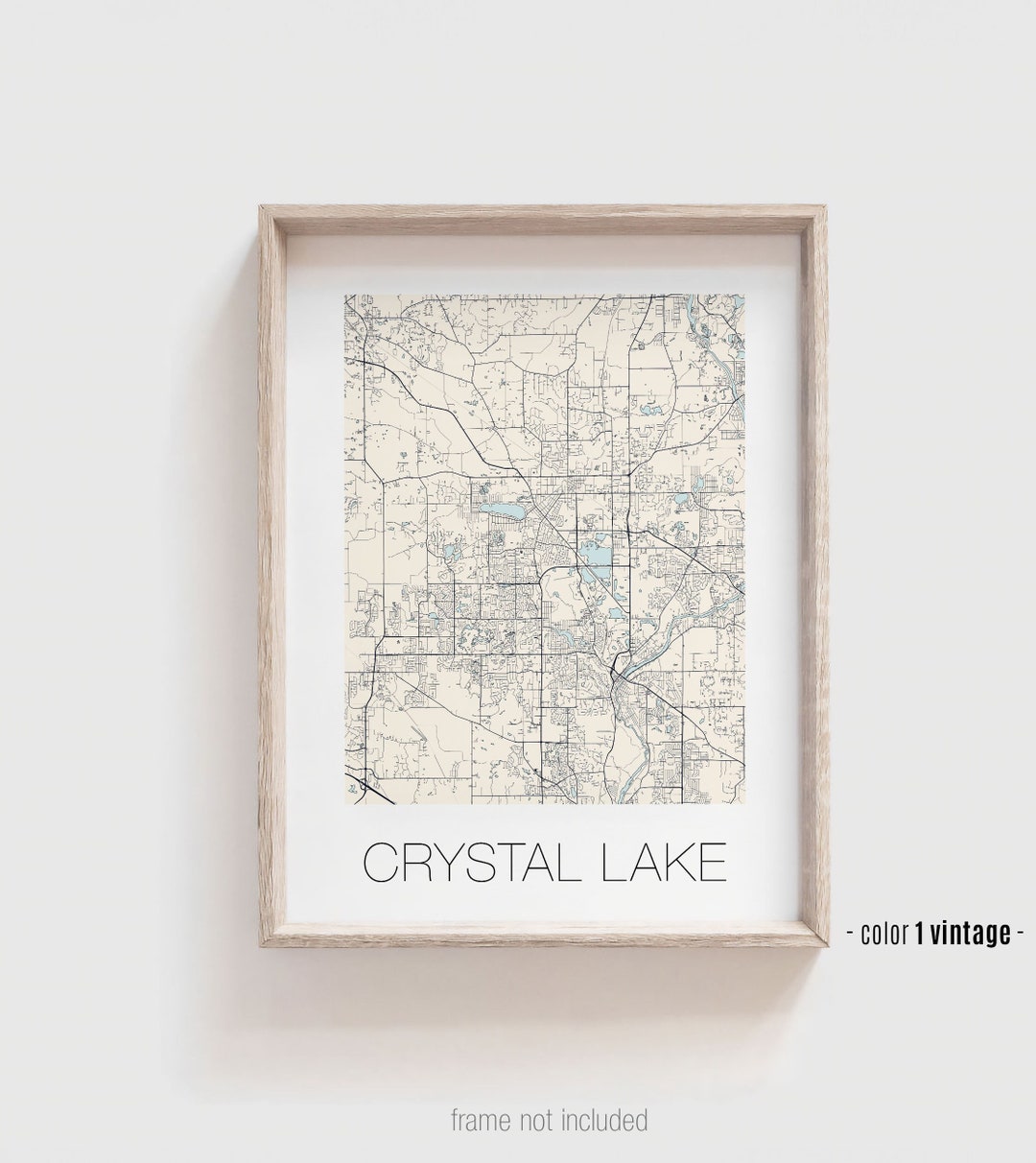 CRYSTAL LAKE IL City Map Poster, Crystal Lake Illinois Street Map Print