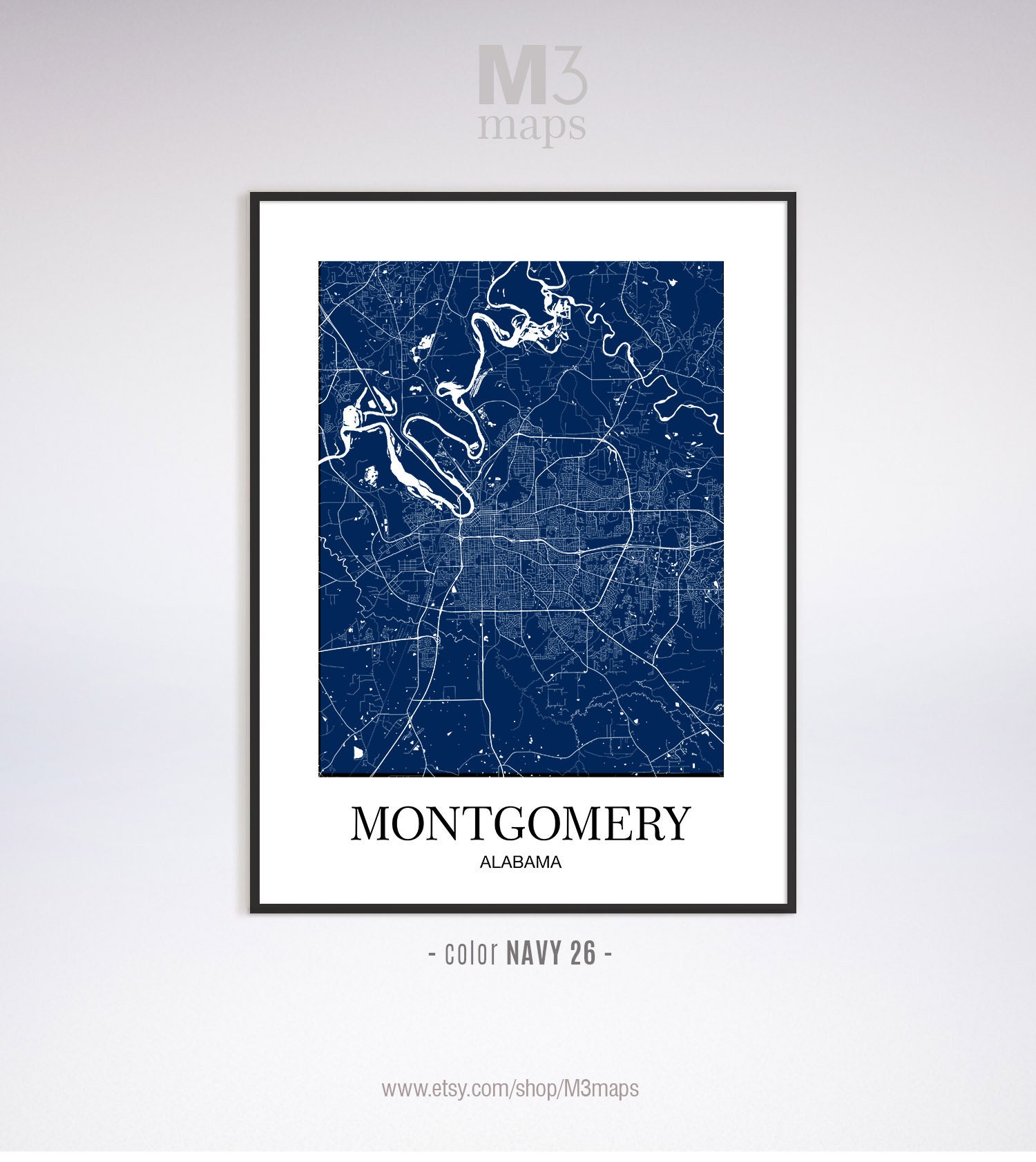 Montgomery Montgomery AL Map Montgomery Modern Art Print | Etsy