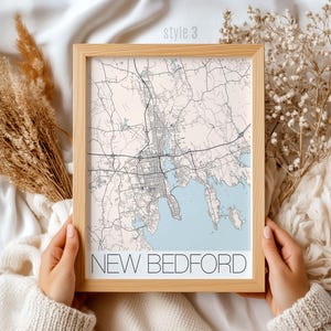 New Bedford Massachusetts Map Gift - Vintage Style City Wall Art, Nautical Home Decor, Unique Coastal Town Print, Birthday Present