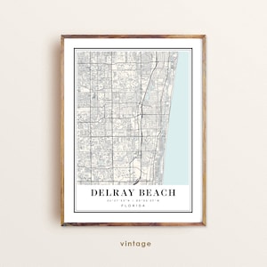 Delray Beach Florida-kaart, Delray Beach FL-kaart, Delray Beach-stadskaart, Delray Beach-afdruk, Delray Beach-poster, Delray Beach-kunstkaart