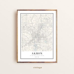 Akron Ohio map, Akron OH map, Akron city map, Akron print, Akron poster, Akron art, Akron map, Custom city map