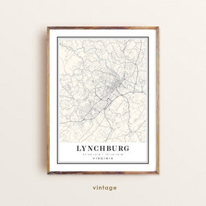 Lynchburg Virginia map, Lynchburg VA map, Lynchburg city map, Lynchburg print, Lynchburg poster, Lynchburg art, Lynchburg map, Custom map