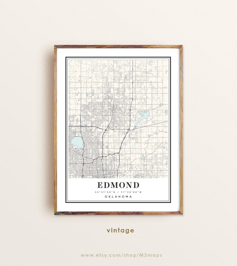 Edmond Oklahoma Map Edmond OK Map Edmond City Map Edmond Etsy