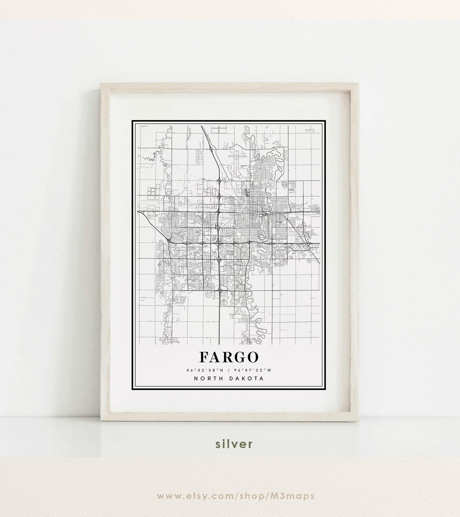 Fargo North Dakota Map Fargo ND Map Fargo City Map Fargo | Etsy