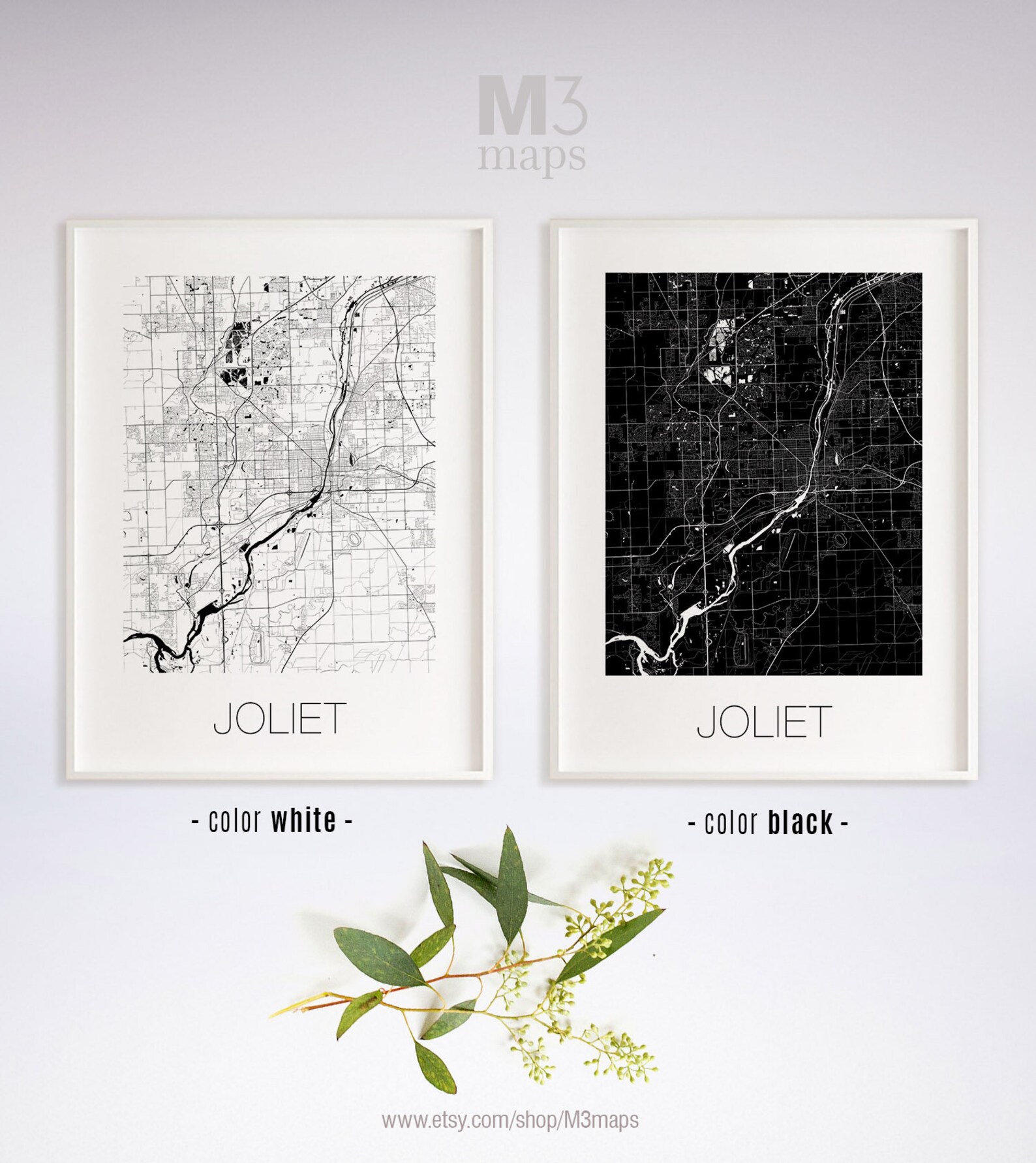 Joliet Illinois Joliet IL Map Joliet Map Joliet Print Etsy