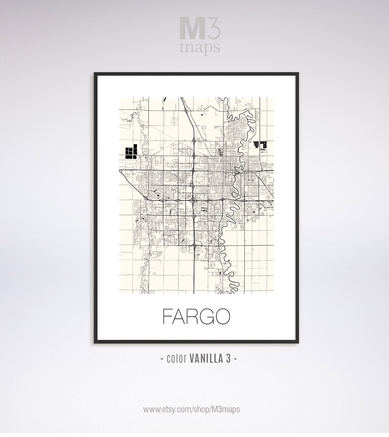 Fargo North Dakota Fargo ND Map Fargo Map Fargo Print | Etsy
