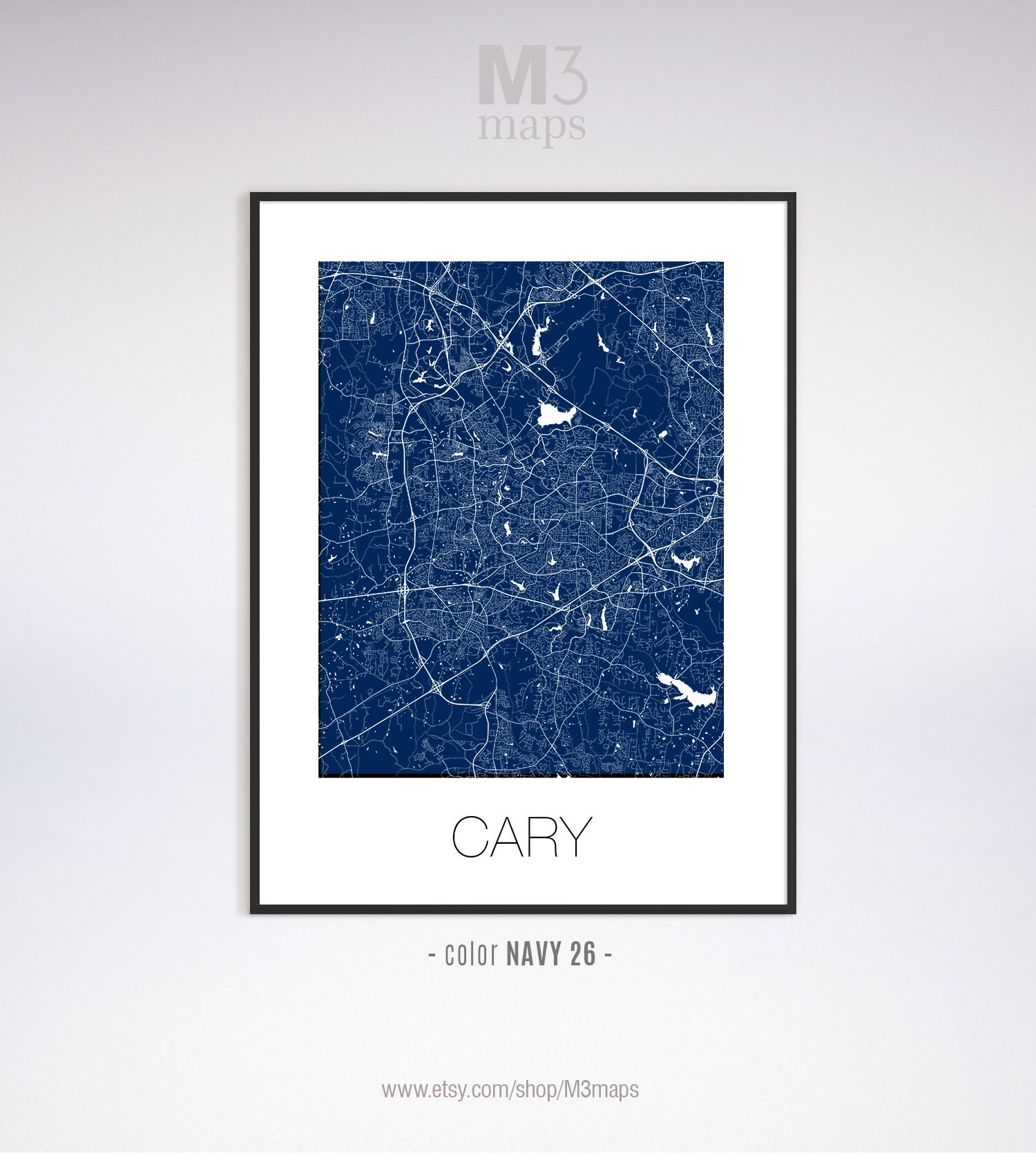 Cary North Carolina Cary NC Map Cary Map Cary Print Cary | Etsy