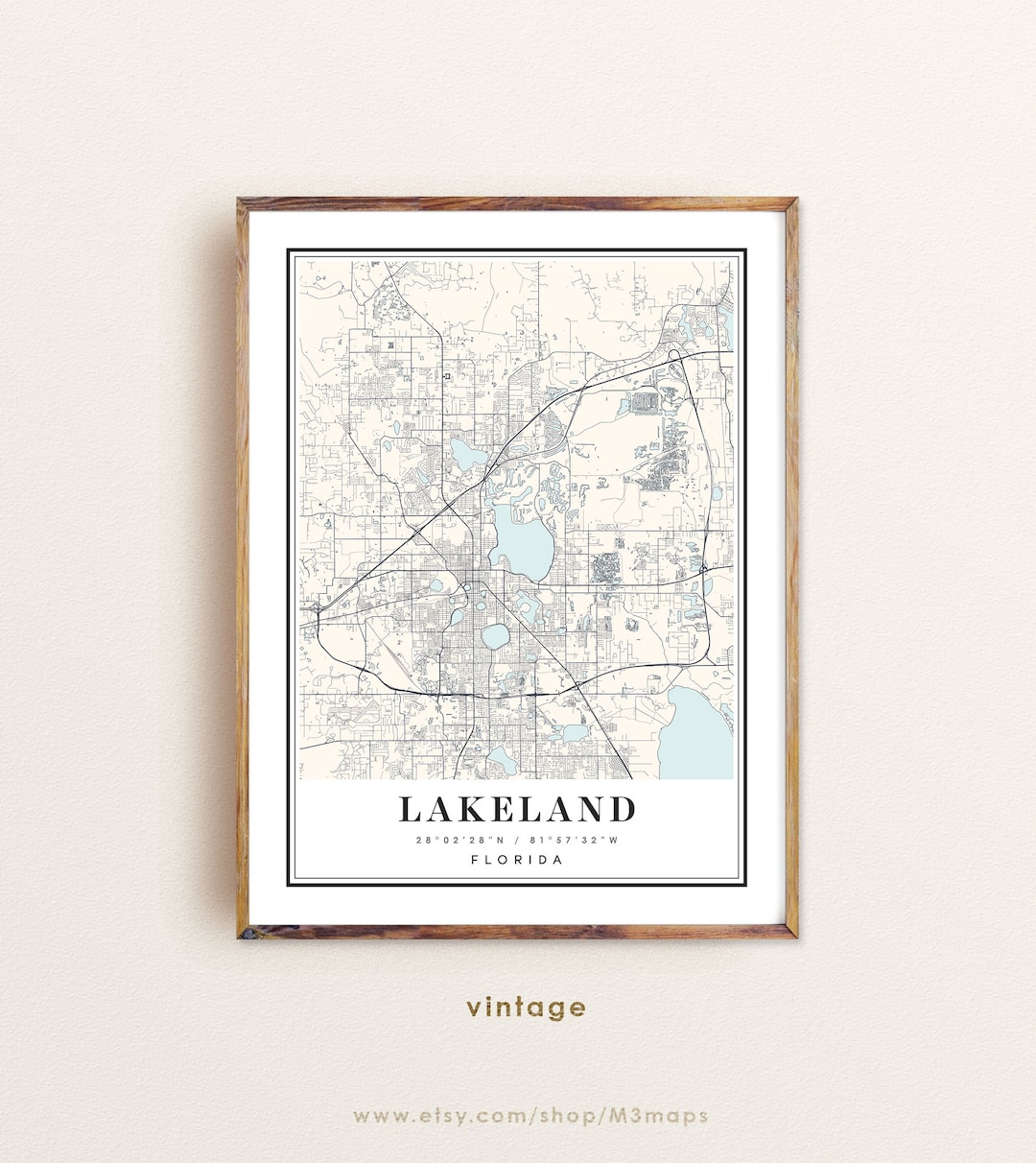 Lakeland Florida Map Art Print: Custom City Map - Etsy
