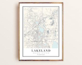 Lakeland Florida Map Art Print: Custom City Map