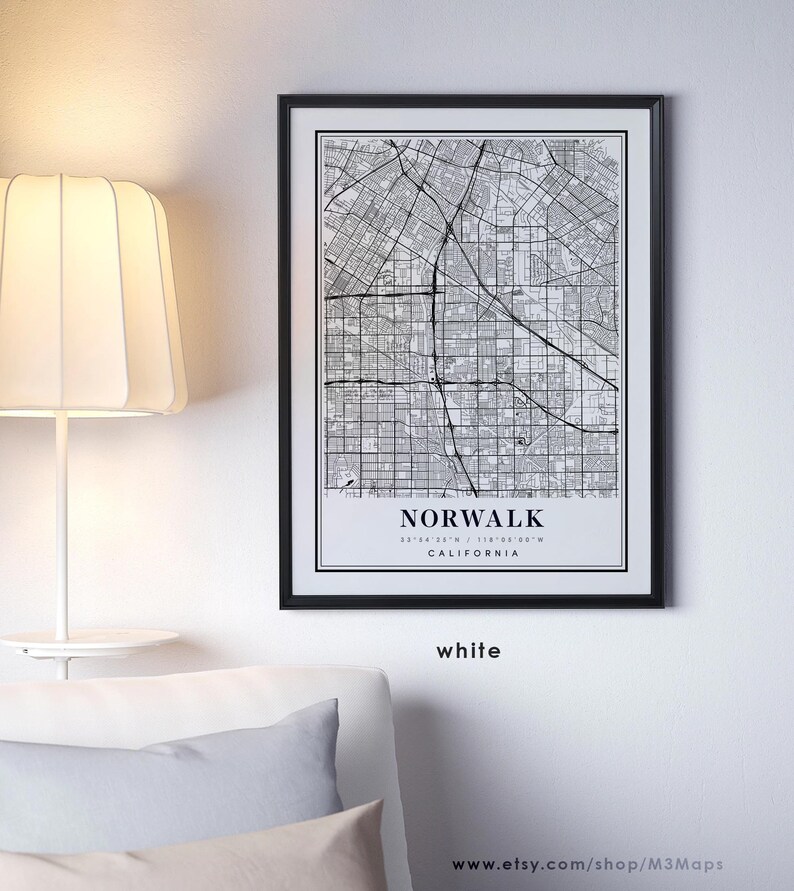Norwalk print Norwalk art Norwalk map Norwalk city map Norwalk poster Norwalk California map Custom city map Norwalk CA map