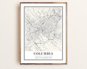 Columbia South Carolina Map Art Print: Custom City Map