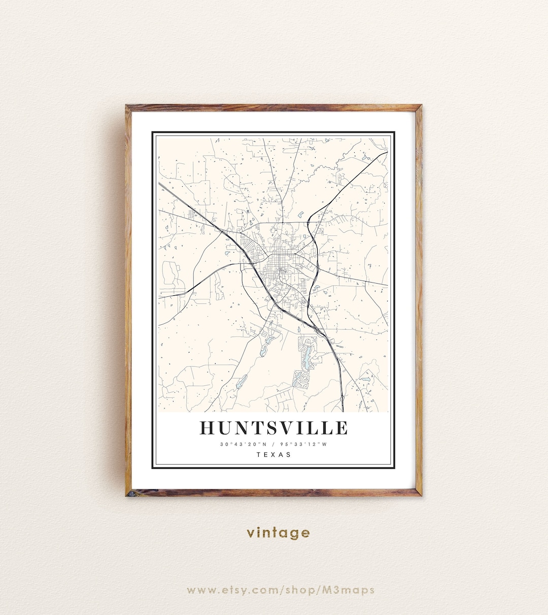 Huntsville Texas Map Huntsville TX Map Huntsville City Map - Etsy