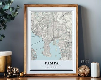 Vintage FL Tampa Florida wall art city poster print decor